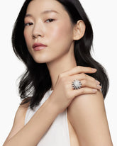 Starburst Ring in Sterling Silver with Diamonds, 28mm